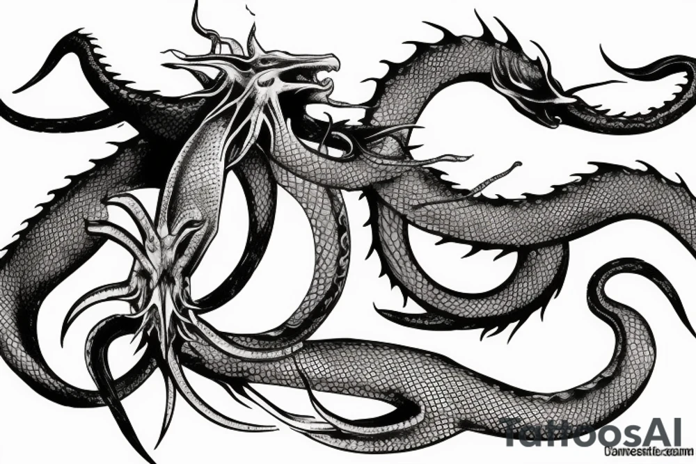 giant squid fighting a dragon tattoo idea