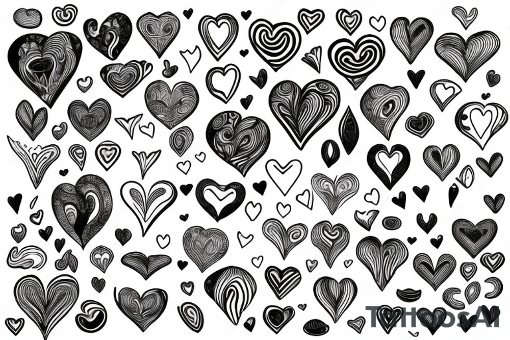 Heart with long swirls hip tattoo idea