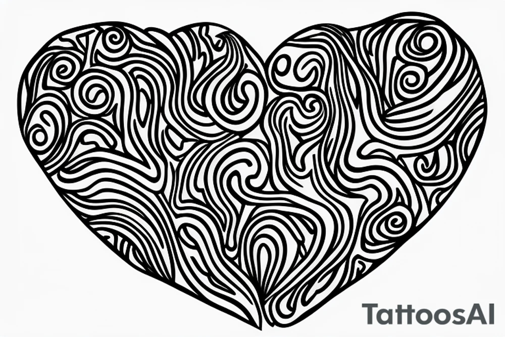 Heart with long swirls hip tattoo idea