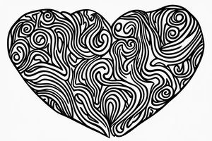 Heart with long swirls hip tattoo idea