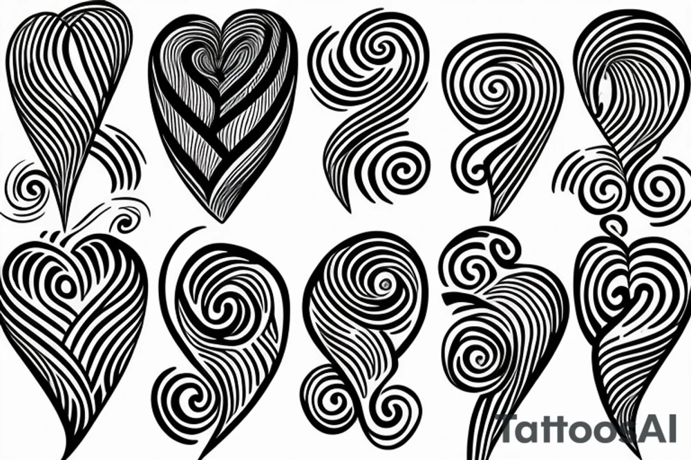 Swirly heart lines tattoo idea
