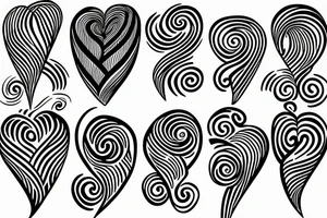Swirly heart lines tattoo idea