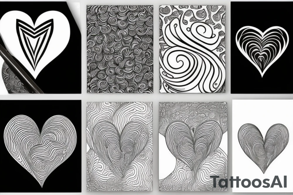 Swirly heart lines tattoo idea