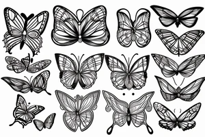 Butterfly with swirl curly lines tattoo idea