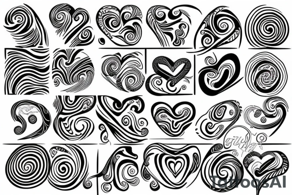 Heart swirly lines tattoo idea