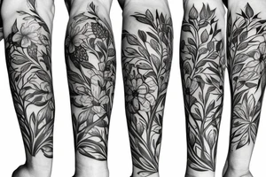 Floral tree half sleeve tattoo idea