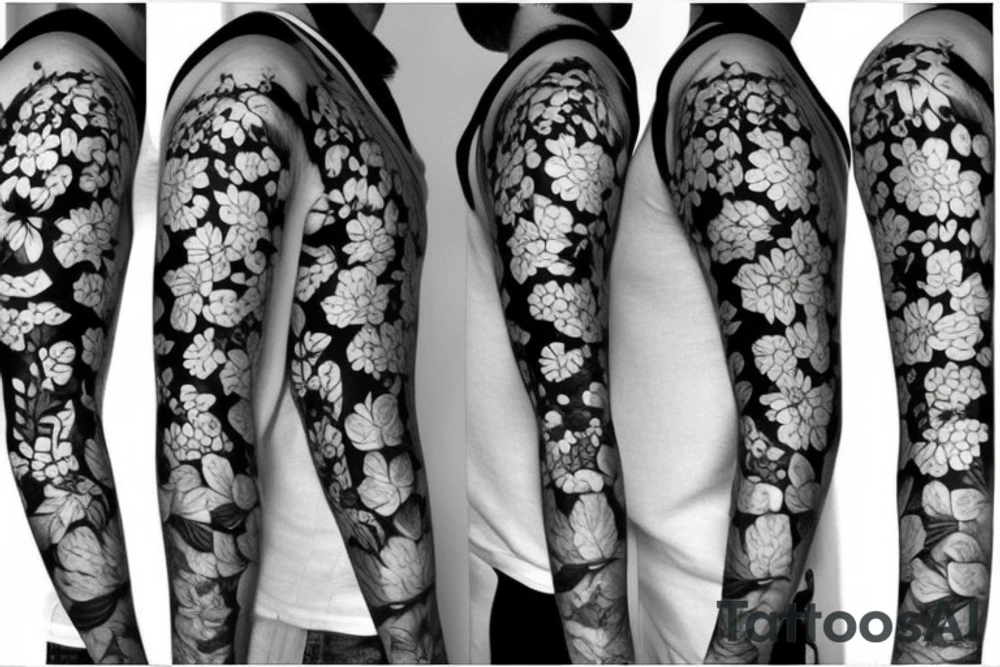 Floral tree half sleeve tattoo idea