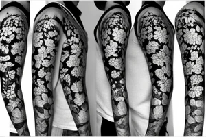 Floral tree half sleeve tattoo idea