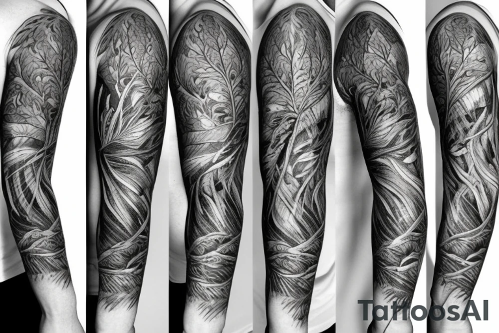 Northern vegetation half sleeve tattoo idea