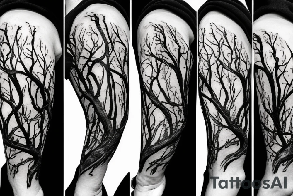 twisted old branch Wattle tree branch tattoo idea