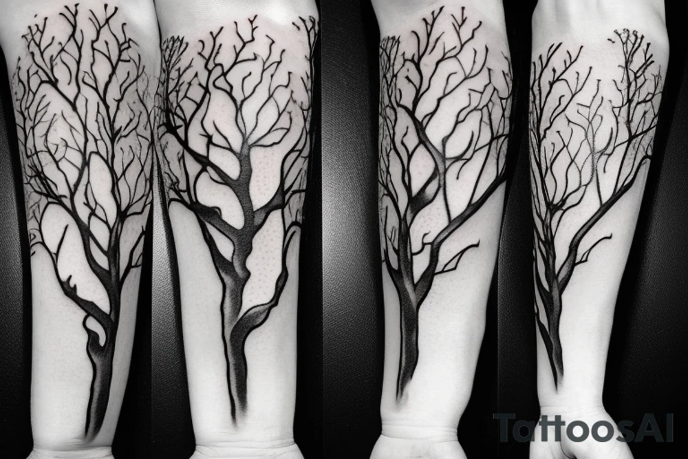 twisted old branch Wattle tree branch tattoo idea