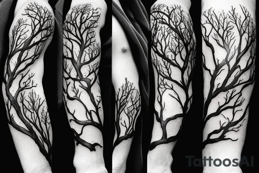 twisted old branch Wattle tree branch tattoo idea