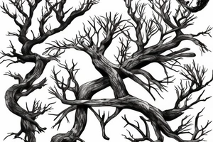 twisted old branch Wattle tree branch tattoo idea