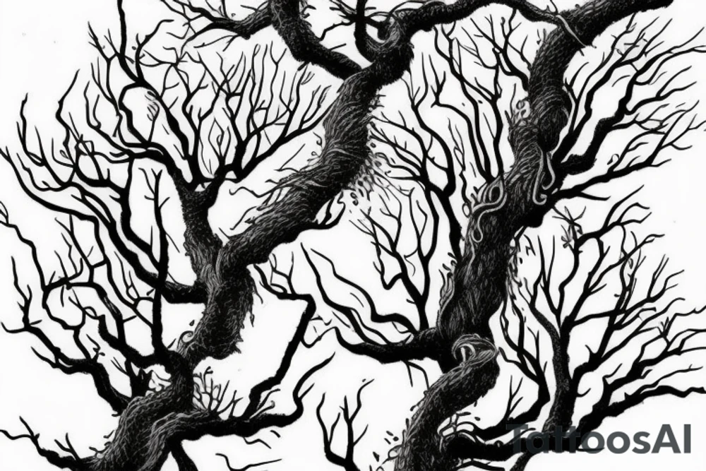 twisted Wattle tree branch tattoo idea