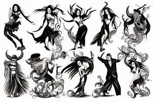Devil dancing with a Spanish woman tattoo idea
