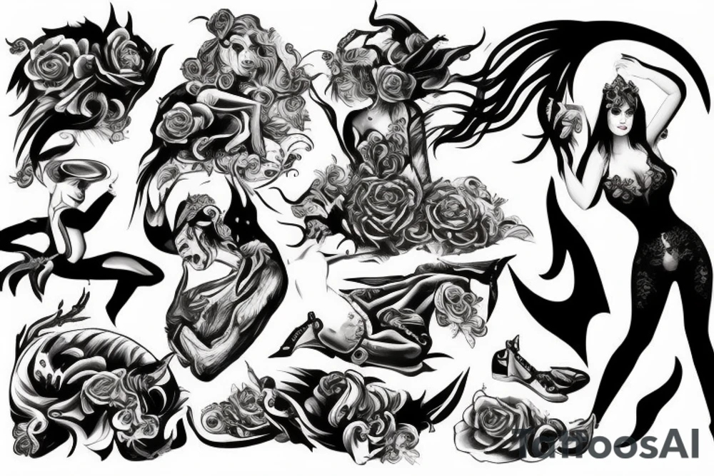 Devil dancing with a Spanish woman tattoo idea
