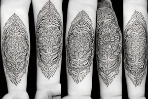 Ornamental symmetrical feminine tattoo idea