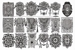 Ornamental symmetrical feminine tattoo idea