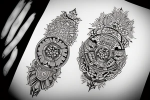 Ornamental symmetrical feminine tattoo idea