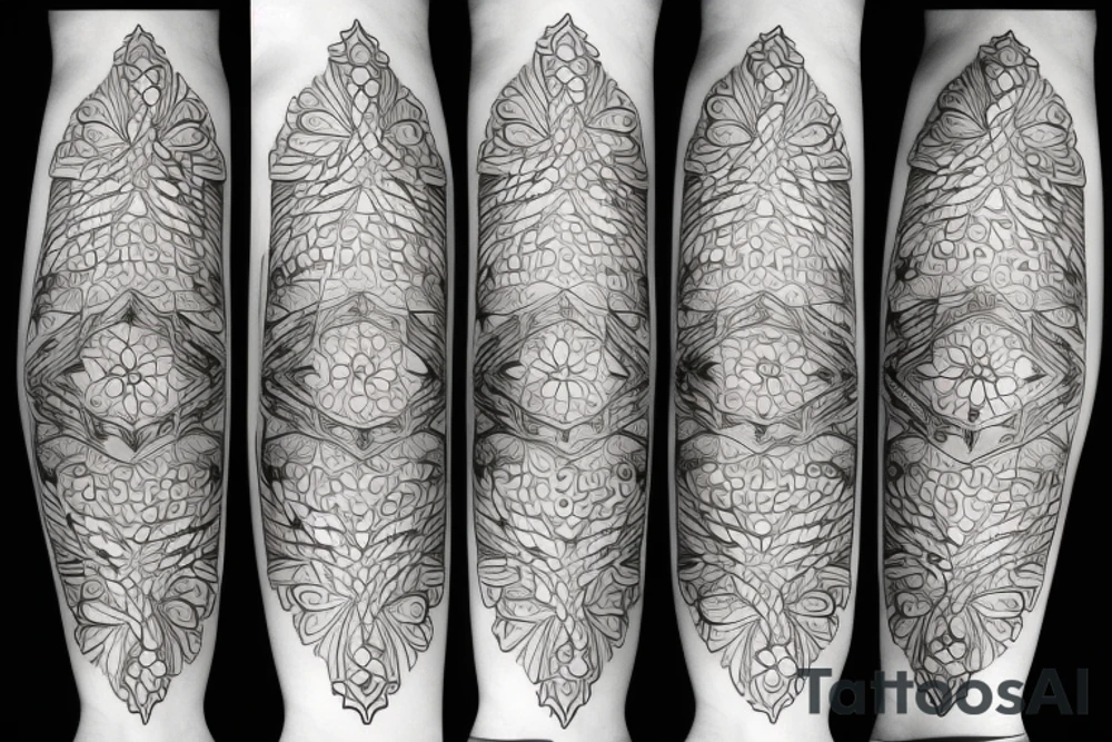 Ornamental symmetrical feminine tattoo idea