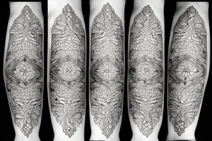 Ornamental symmetrical feminine tattoo idea