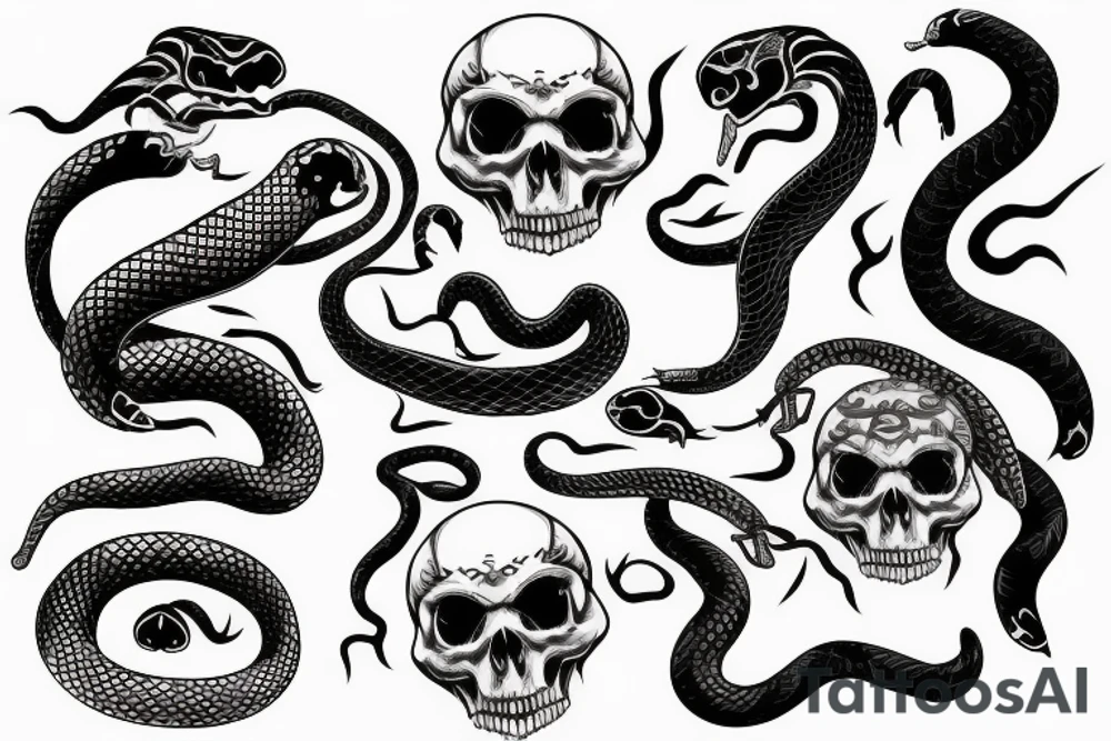 Snake, skulls tattoo idea