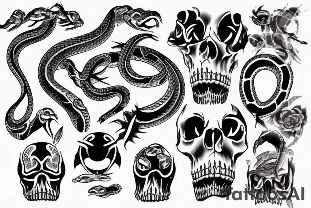 Snake, skulls tattoo idea