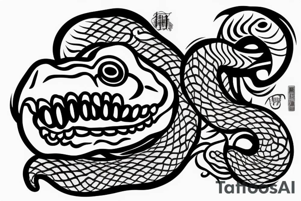 snake inside the skull tattoo idea