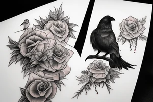 Solemn crow looking over shoulder tattoo idea