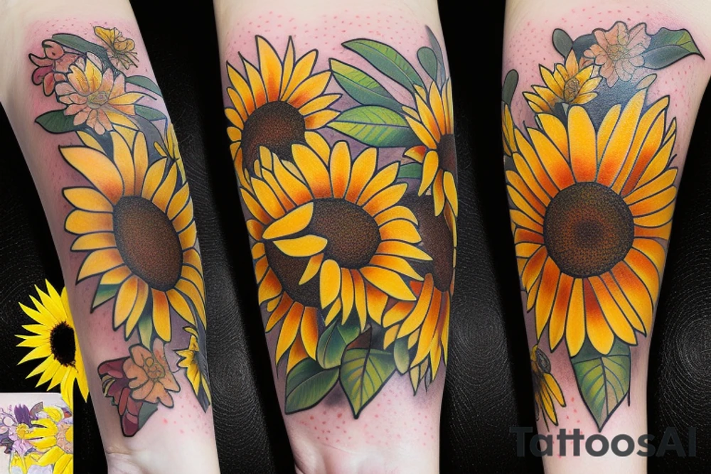 Bouquet of sunflowers tattoo idea