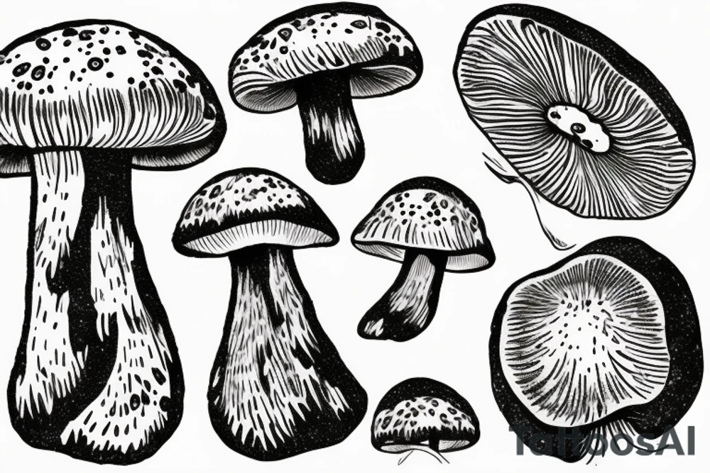 mushroom growing out of a tripping mind tattoo idea