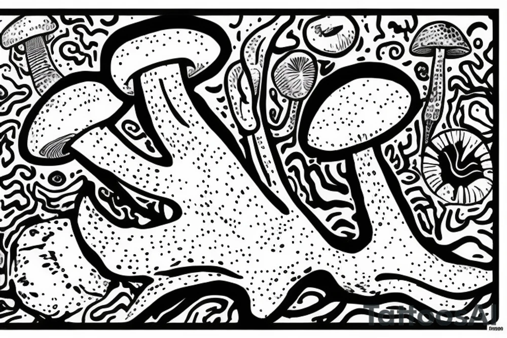 mushroom growing out of a tripping mind tattoo idea