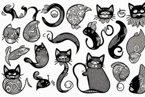 Cats and fish tattoo idea