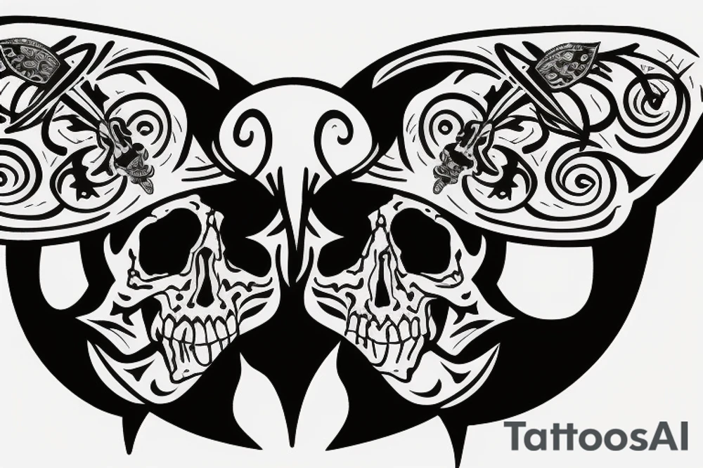 Moth with skull and bones tattoo idea