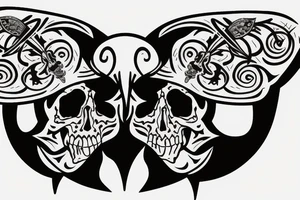 Moth with skull and bones tattoo idea