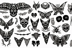 Moth with skull and bones tattoo idea