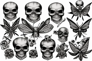 Moth with skull and bones tattoo idea