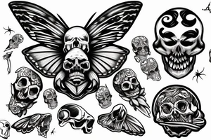 Moth with skull and bones tattoo idea