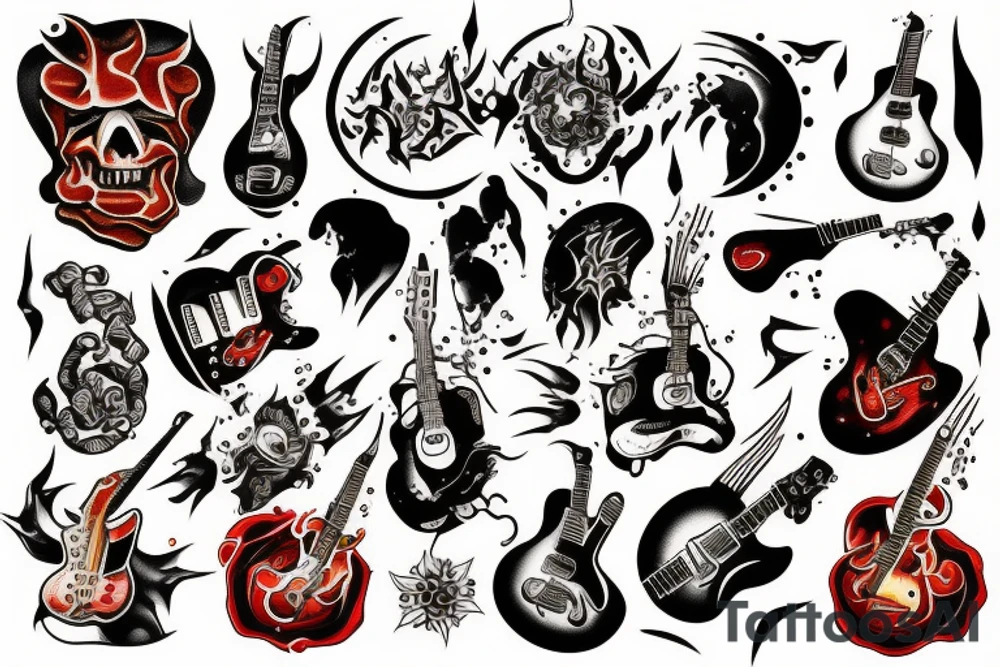 blistering sun guitar blood tattoo idea