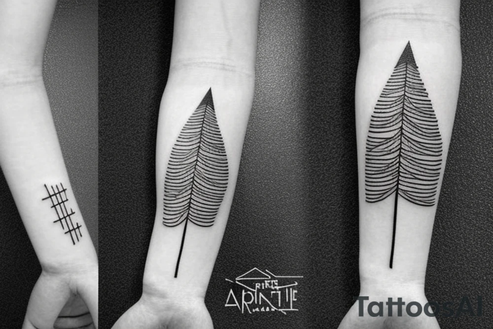 Simple Pine tree with geometric shapes tattoo idea