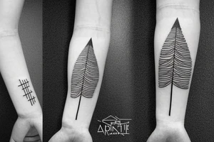 Simple Pine tree with geometric shapes tattoo idea