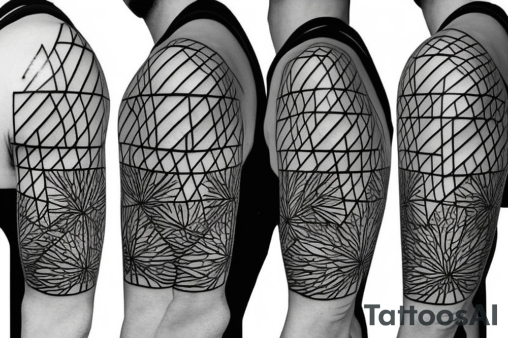Pine tree with geometric shapes tattoo idea