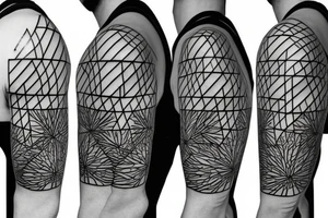 Pine tree with geometric shapes tattoo idea