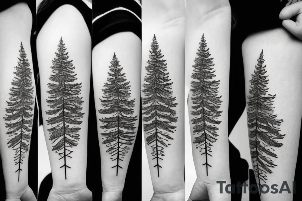 Pine tree with geometric shapes tattoo idea