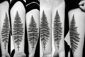 Pine tree with geometric shapes tattoo idea