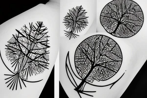 Pine tree with geometric shapes tattoo idea