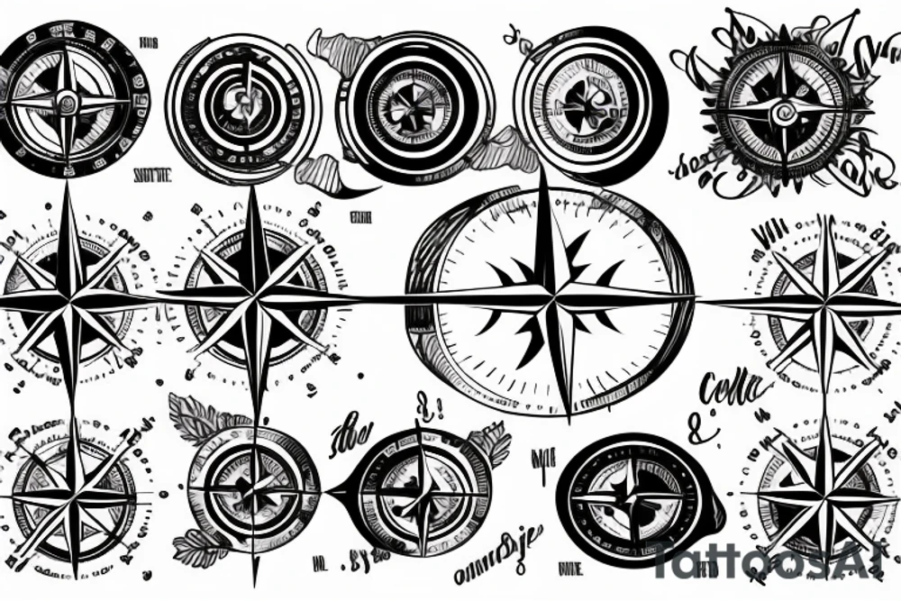 compass with inspirational strokes tattoo idea