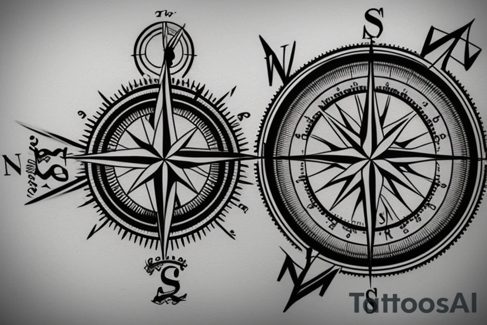 compass with inspirational strokes tattoo idea