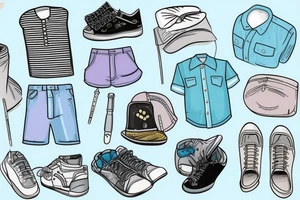 a pastel wardrobe with light blue shirts and khaki shorts tattoo idea