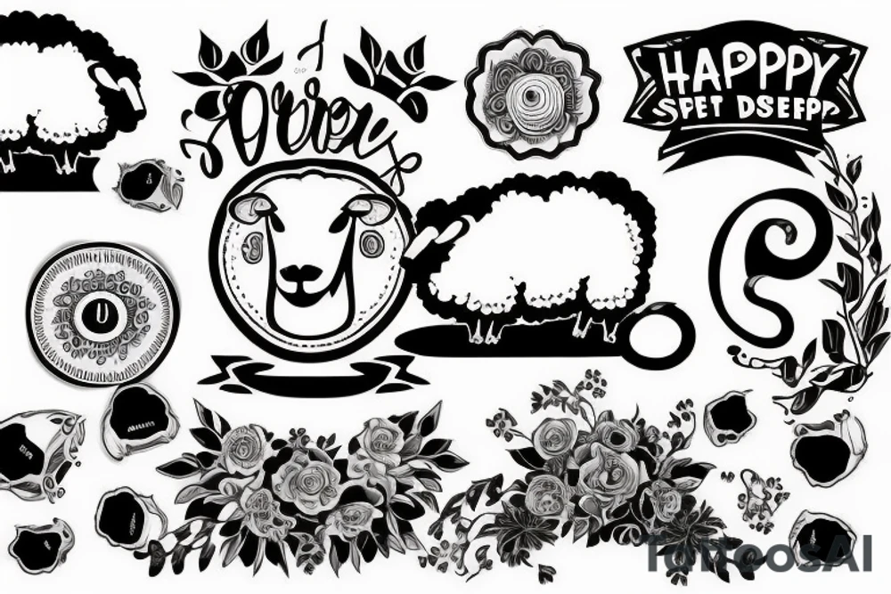 happy sheep tattoo idea